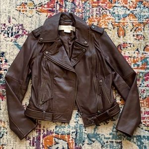 Burgundy faux leather jacket